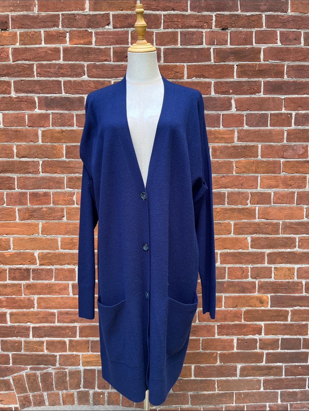 NEW Sies Marjan Marion Blue 100% Wool Cut Out Long Line Cardigan